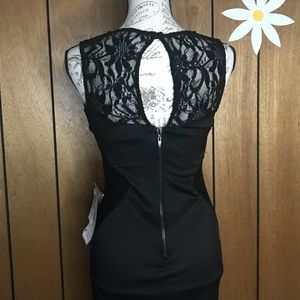 NWT HP formal lace and sequin open back dress